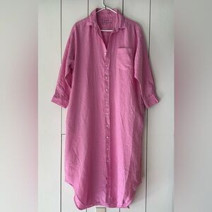 Frank & Eileen Megan Linen Maxi Shirtdress OS Bubblegum Pink NEW